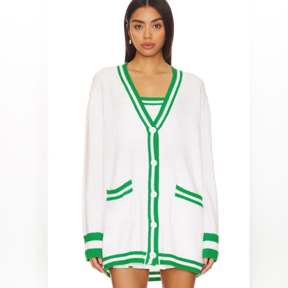 Show Me Your MuMu White and Green Cardigan
